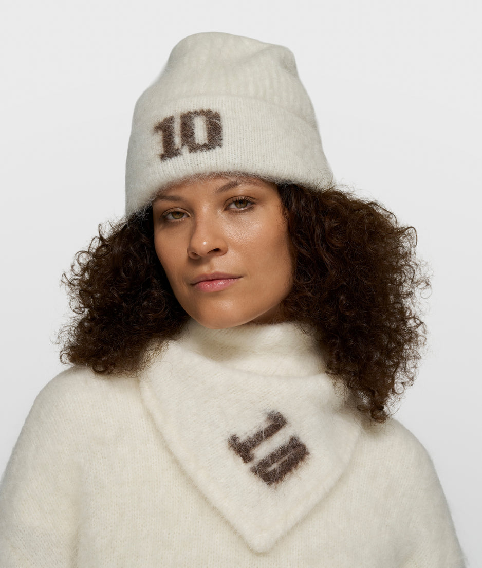 hairy knit beanie | ecru