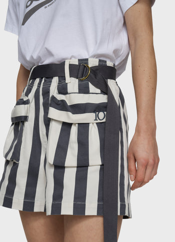 utility shorts stripes | ecru/steel blue