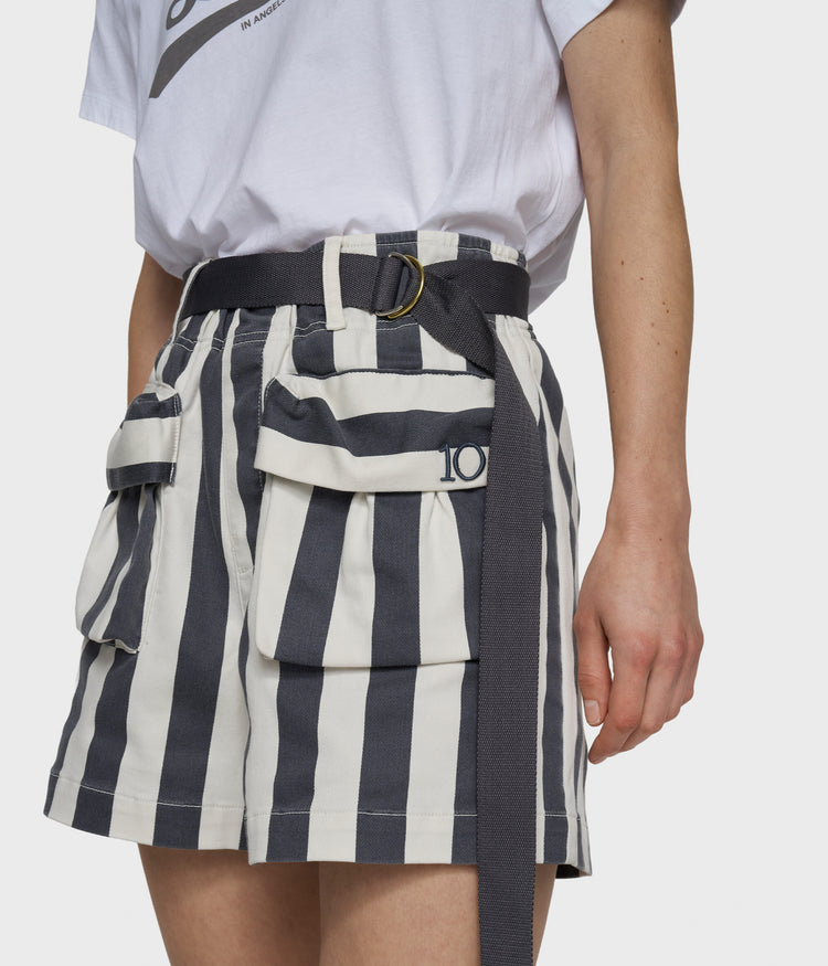 utility shorts stripes | ecru/steel blue