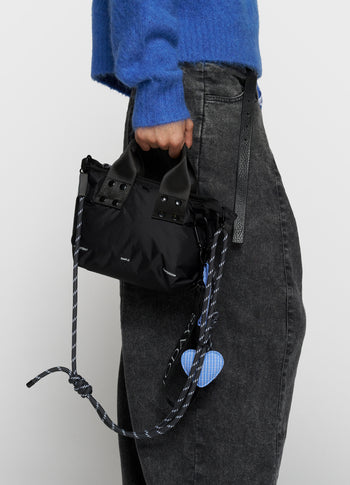 kleine gewatterde shopper | black