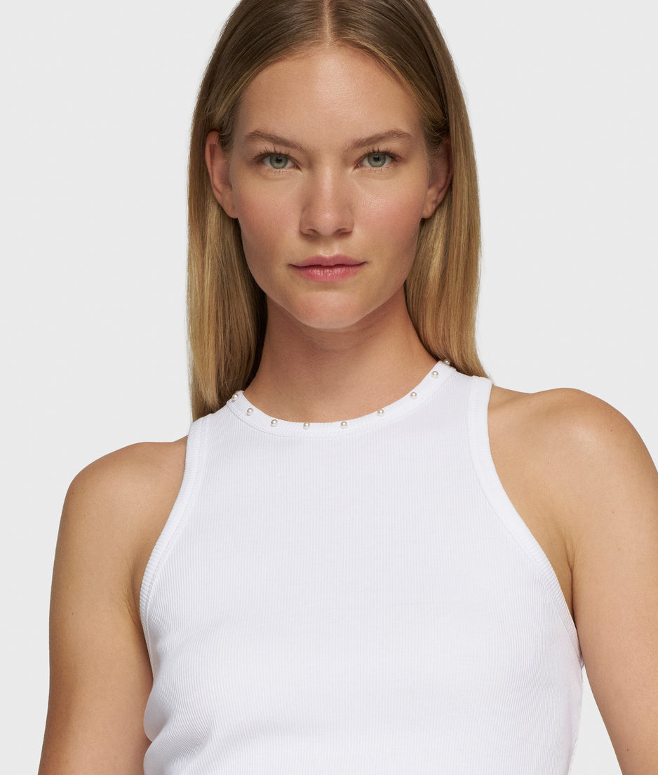 tank top pearls | white
