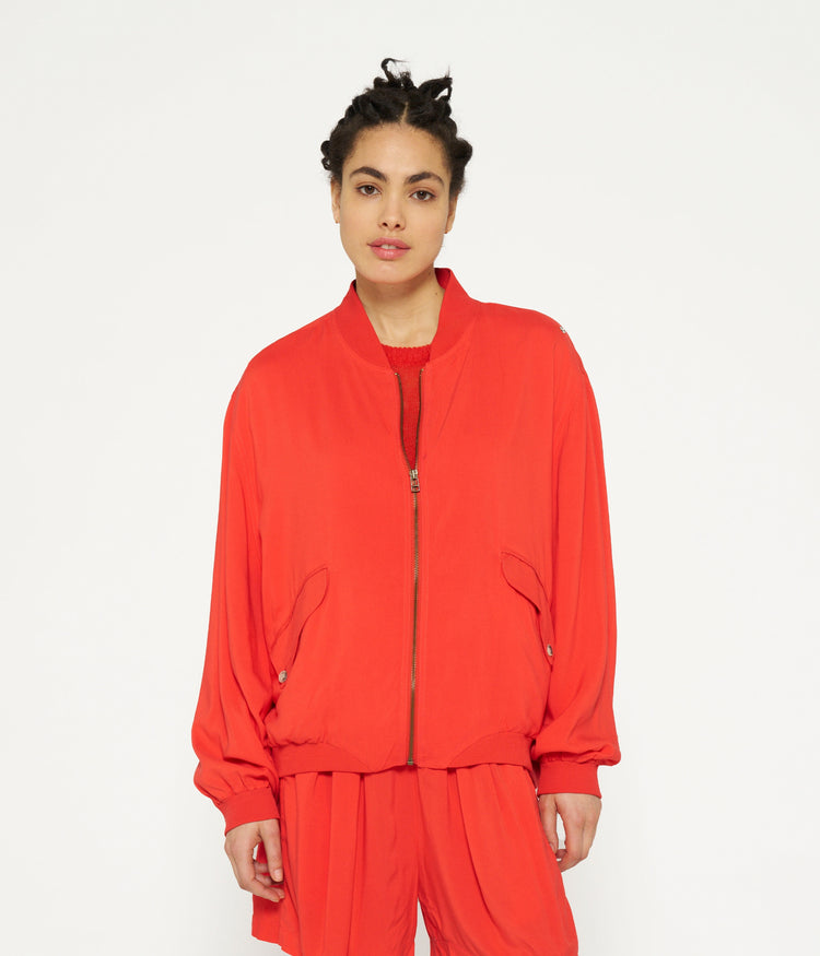 bomber blouse | poppy red