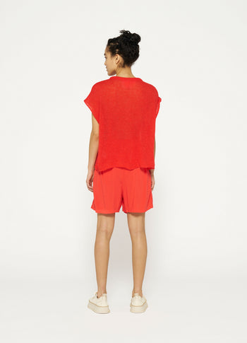 flowy viscose shorts | poppy red