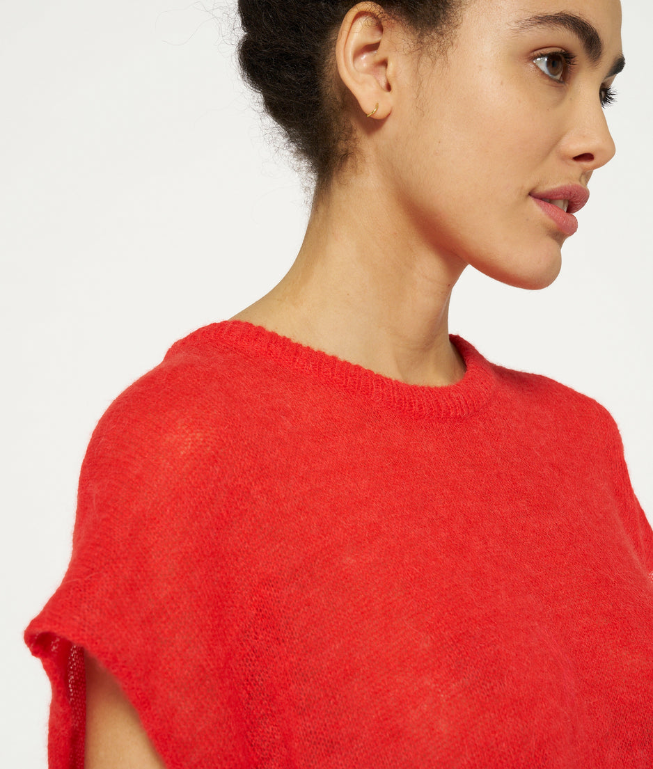 tee thin knit | poppy red