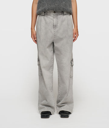 cargo pants flowy denim | grey wash