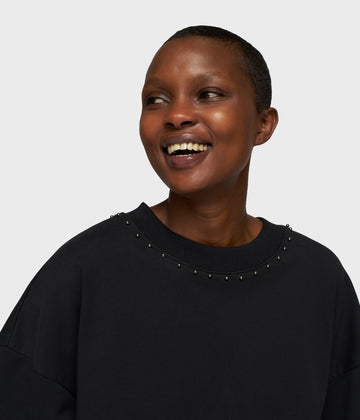 balloon sweater pearls | black