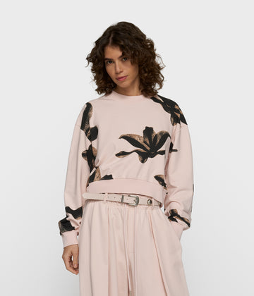 cropped sweater flower | powder
