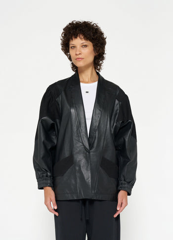 leather workwear jacket | black