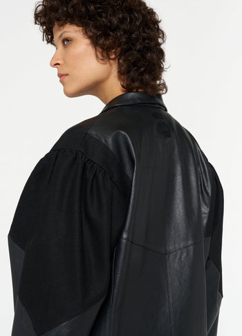 leather workwear jacket | black