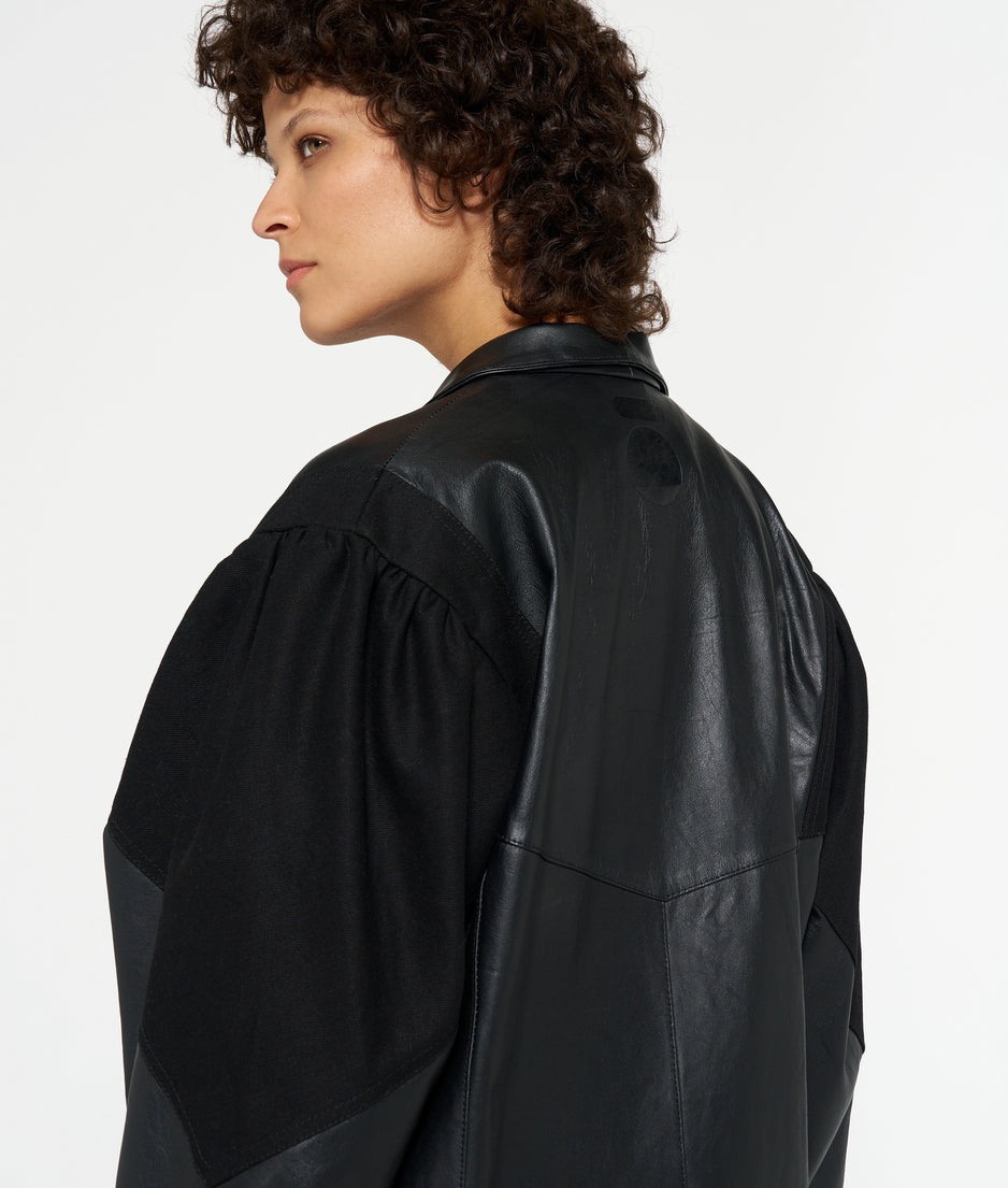 leather workwear jacket | black