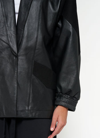 leather workwear jacket | black