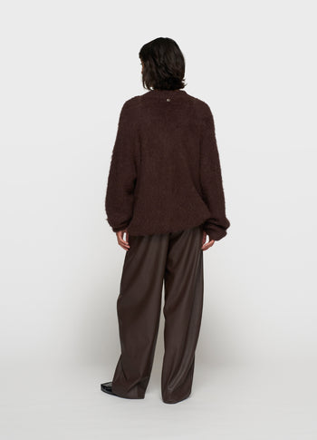 v-neck knit sweater | deep wine