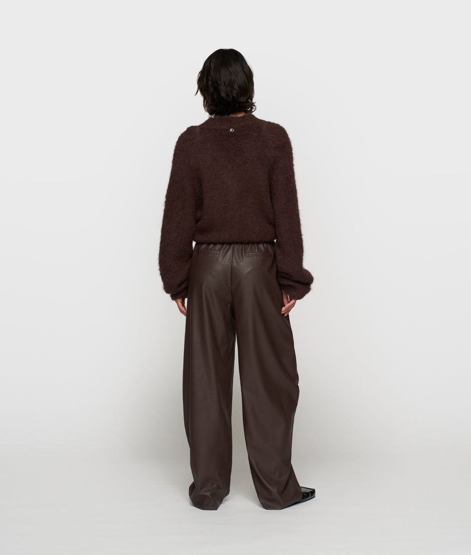 soft PU western pants | deep wine