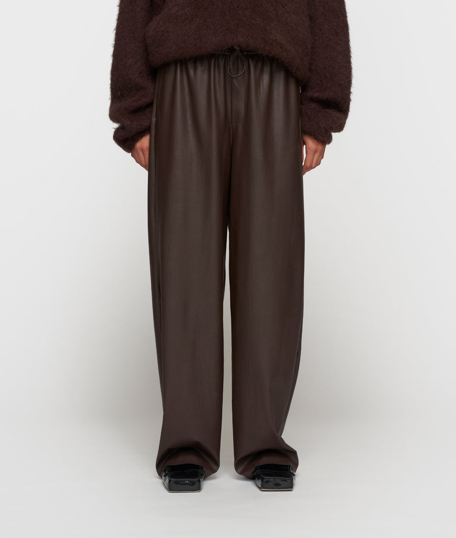 soft PU western pants | deep wine