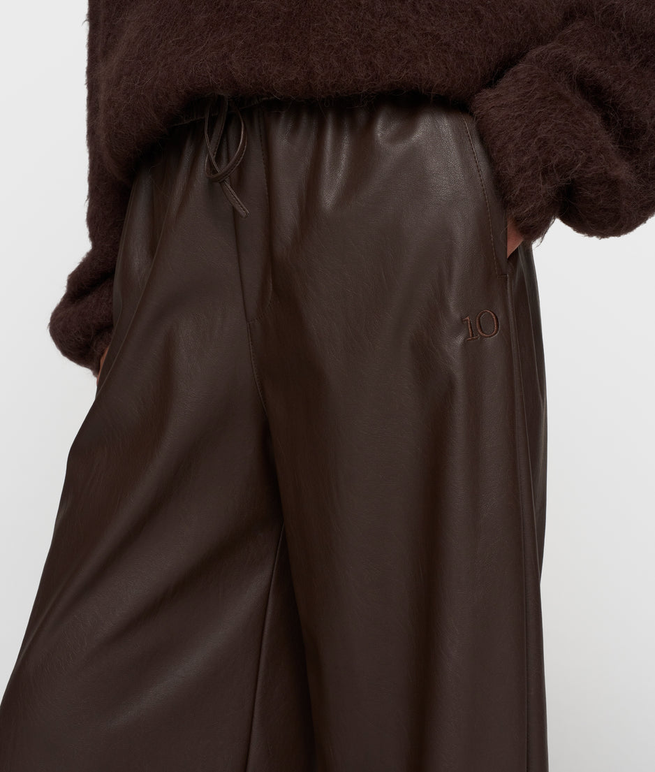 soft PU western pants | deep wine