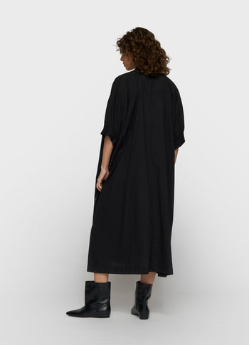 short sleeve dress voile | black