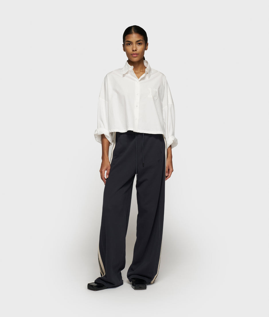 oversized cropped shirt | ecru