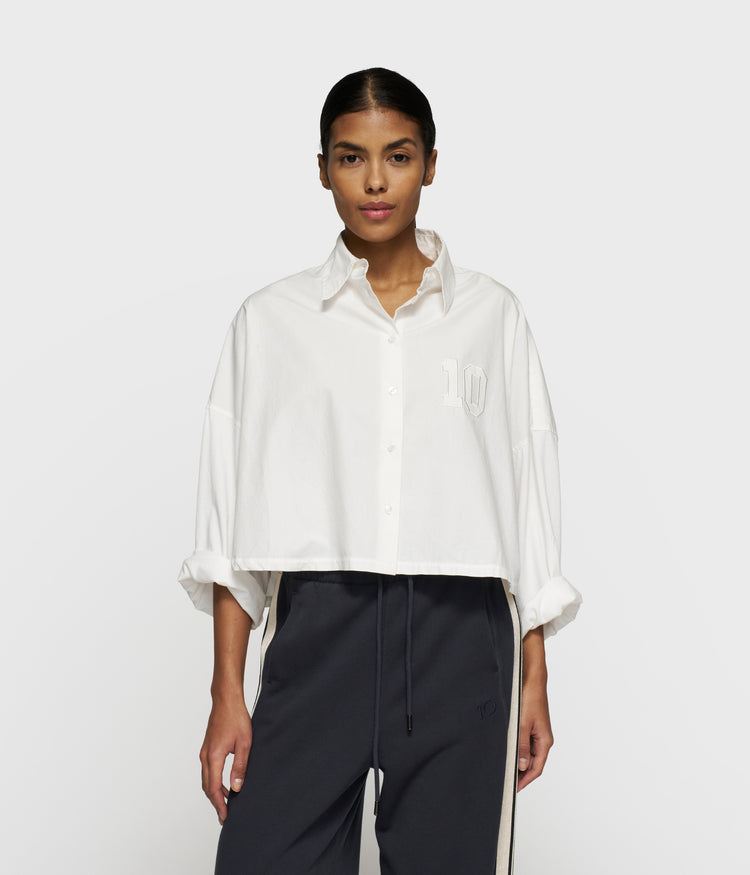 oversized cropped shirt | ecru