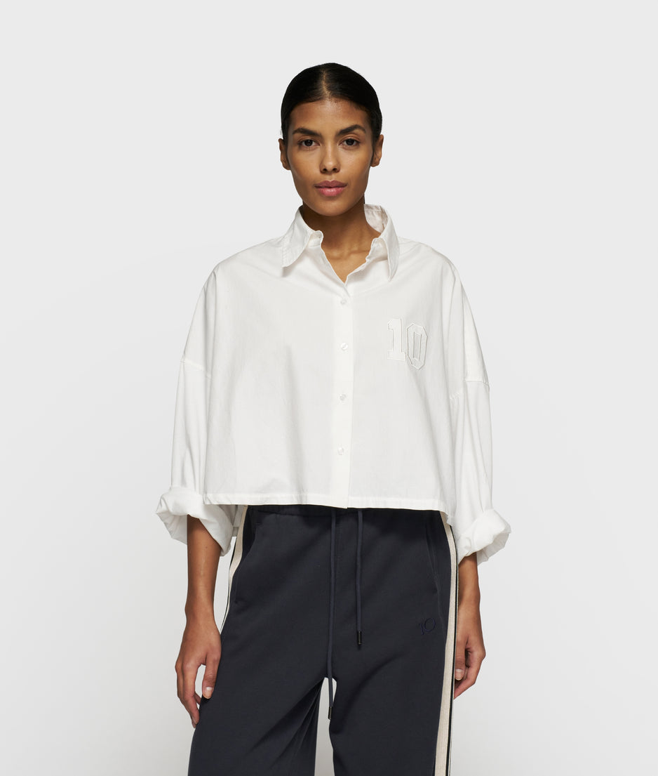 oversized cropped shirt | ecru