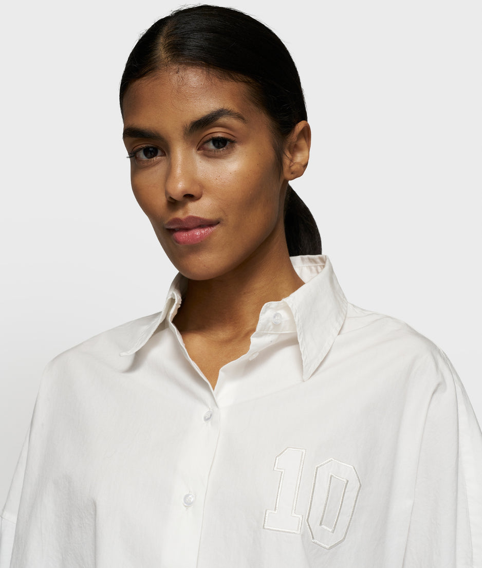 oversized cropped shirt | ecru