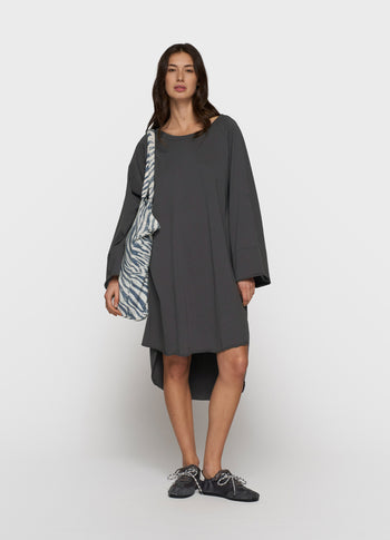 jersey logo dress | steel blue