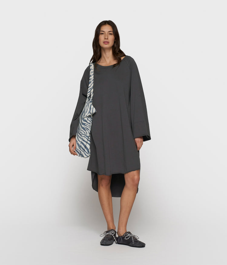 jersey logo dress | steel blue