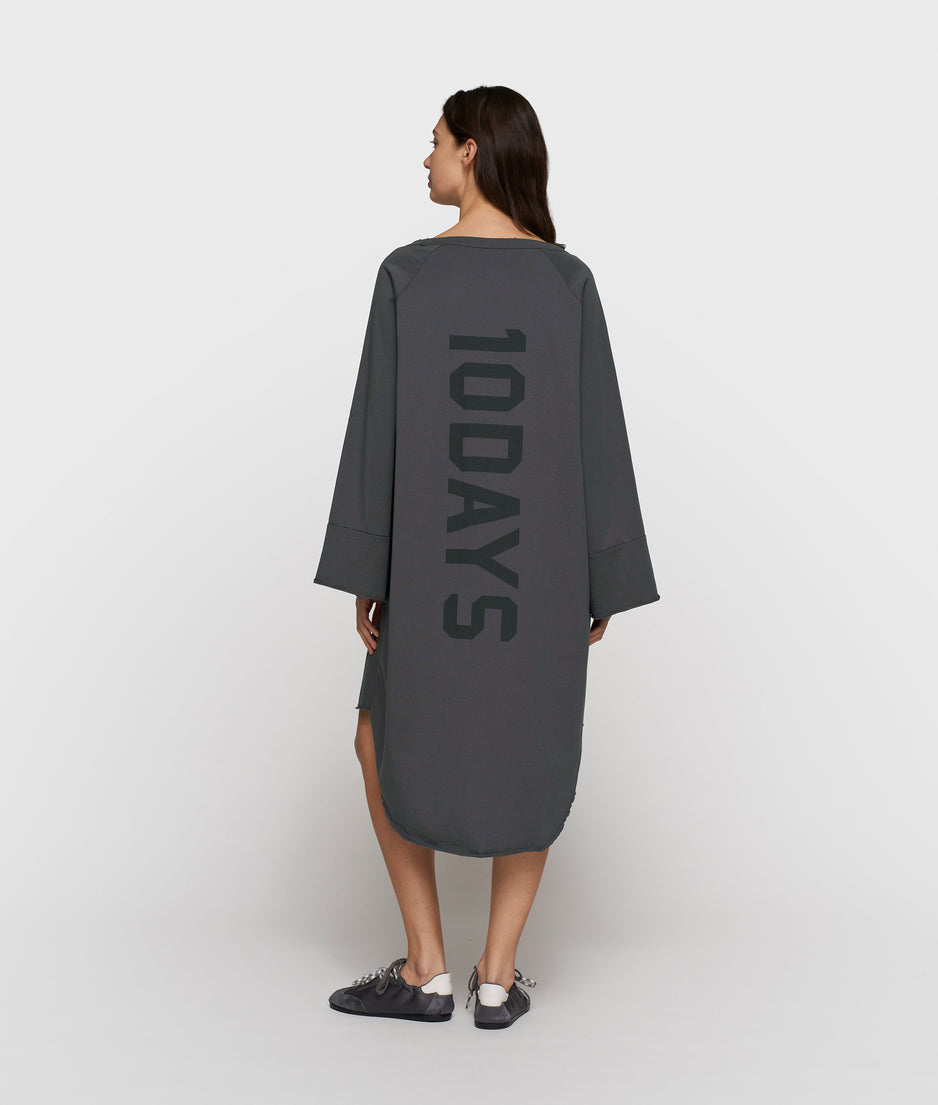jersey logo dress | steel blue