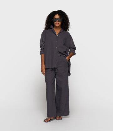 cotton linen pants | steel blue