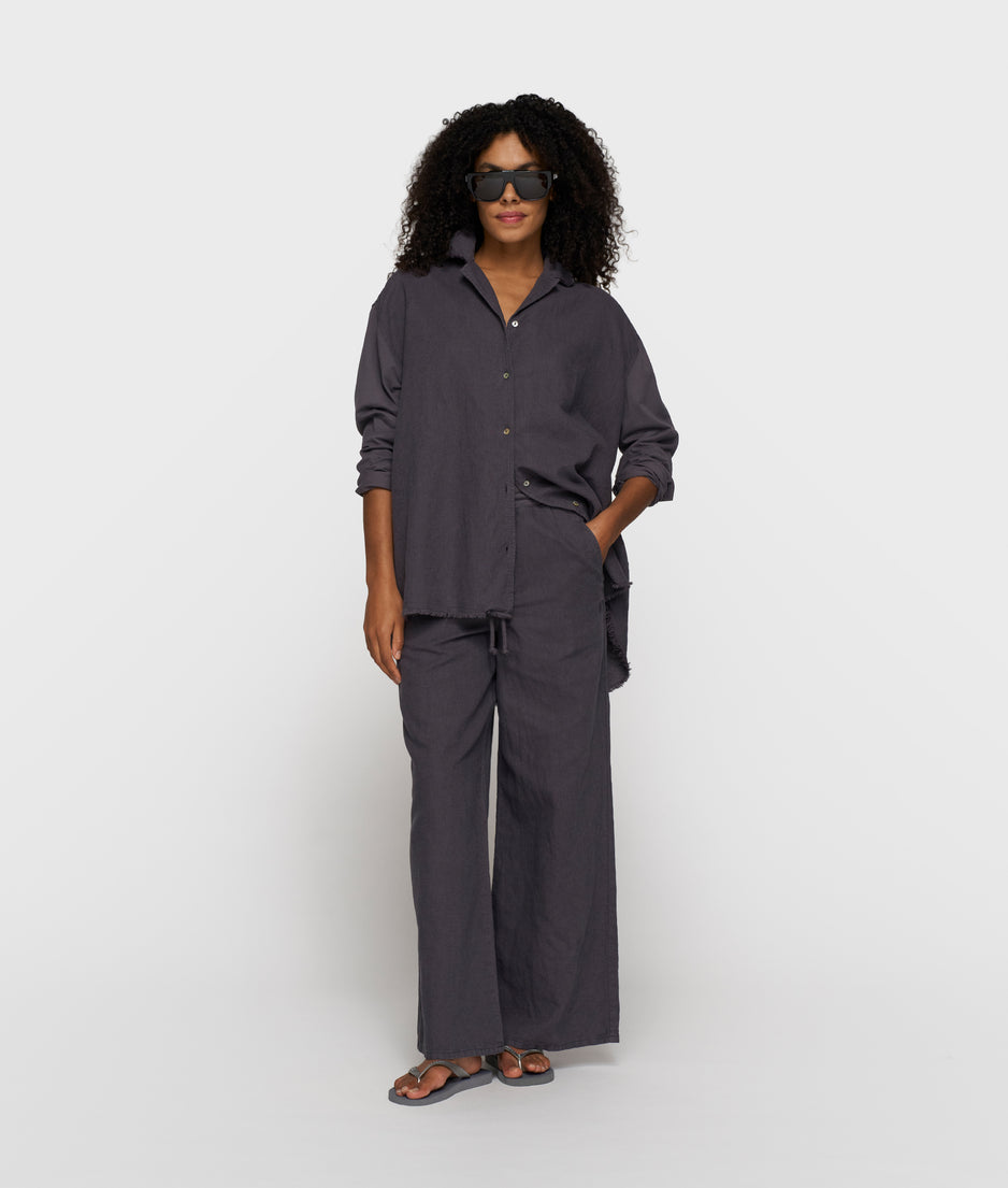 cotton linen pants | steel blue