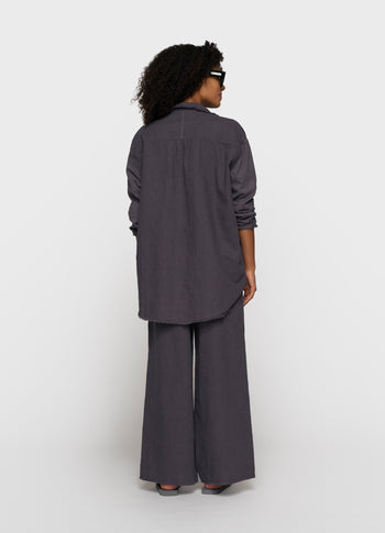 cotton linen blouse | steel blue