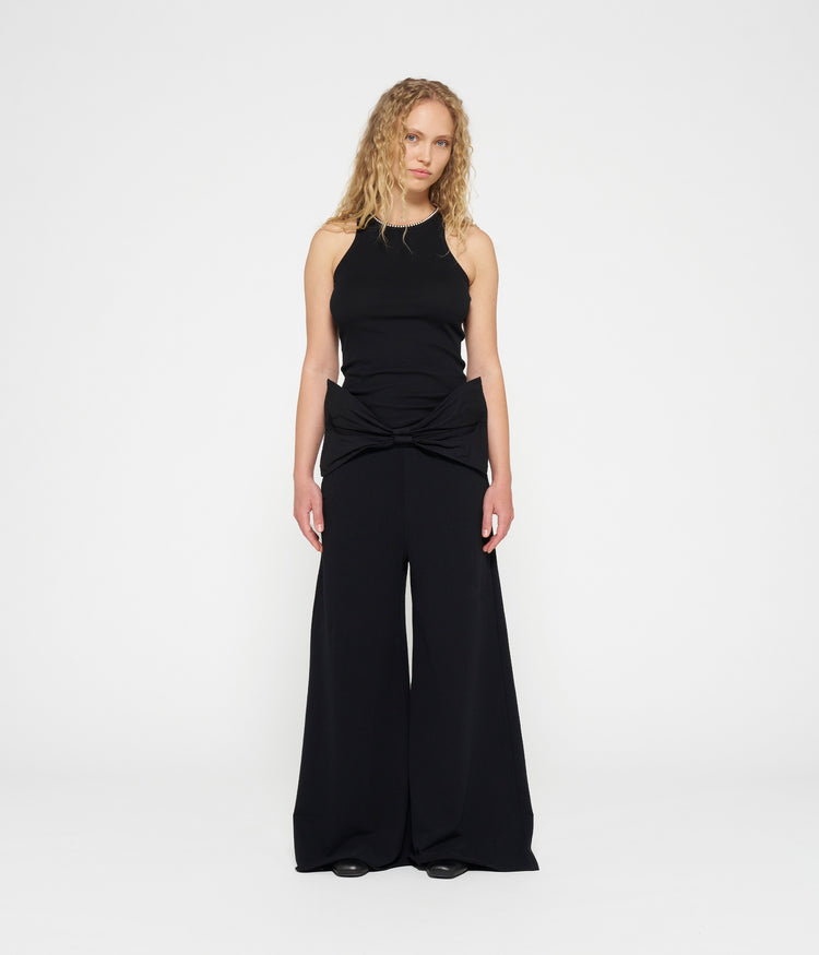 wide leg jogger bow | black