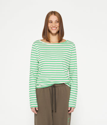 longsleeve tee stripes | ecru/apple green