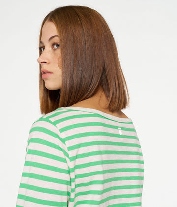 longsleeve tee stripes | ecru/apple green