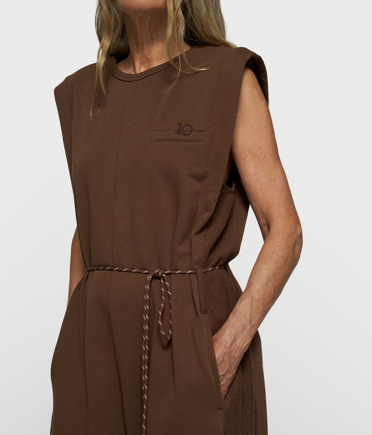 fleece jumpsuit | dark truffle