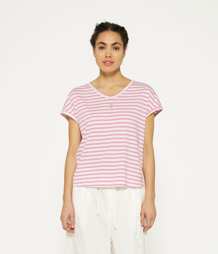 tee stripes | ecru/violet