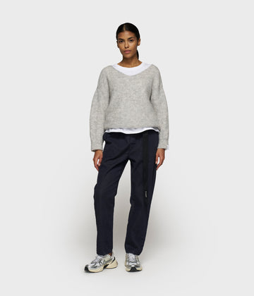 belted pants | dark navy