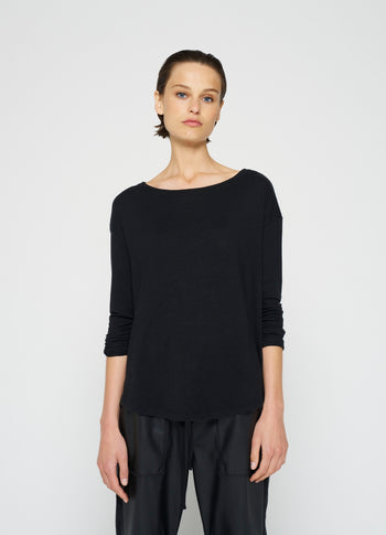 longsleeve tee linen | black