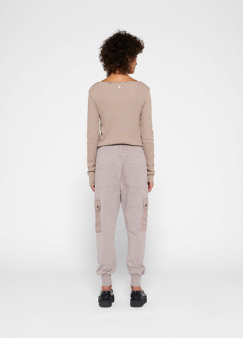 soft rib boatneck tee | warm taupe