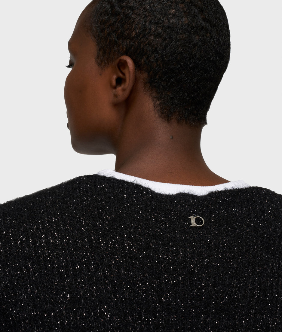 short cardigan sparkle | black