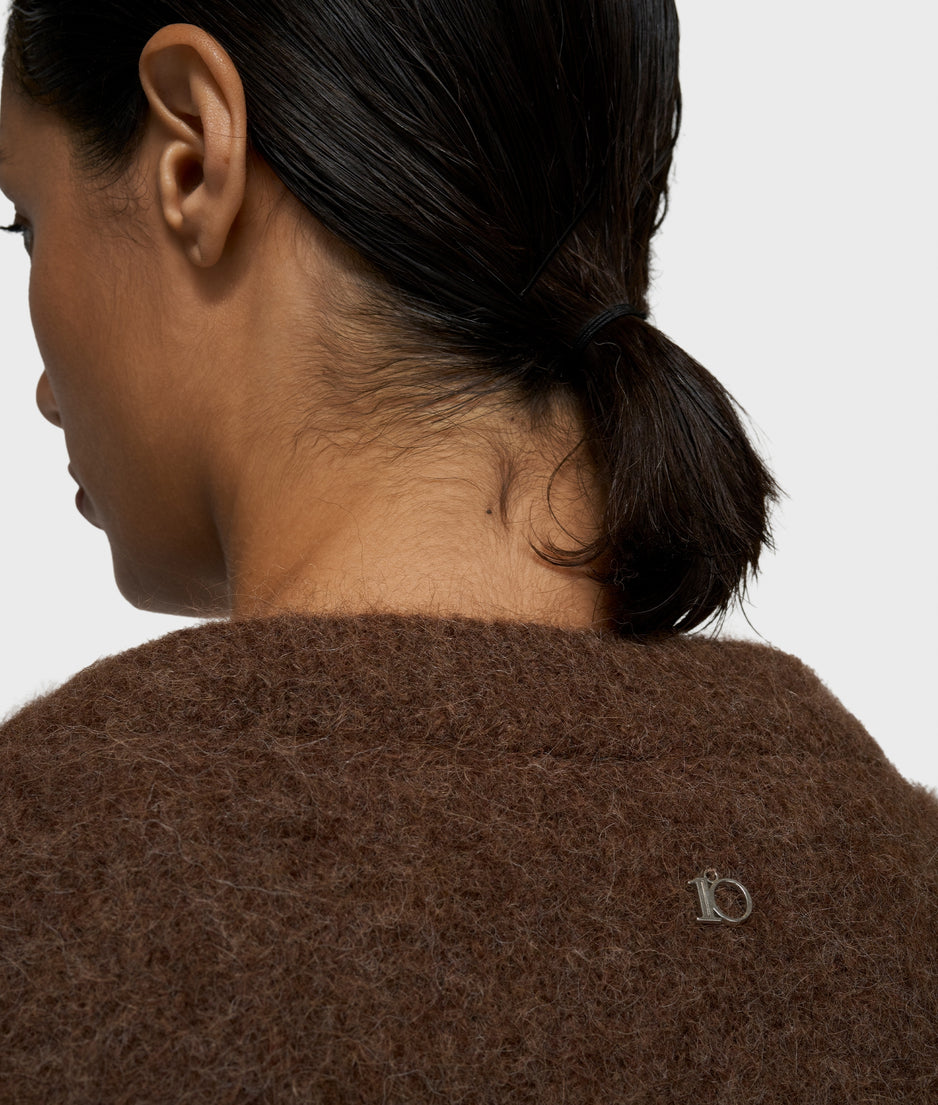 puffy hairy knit bomber | dark truffle