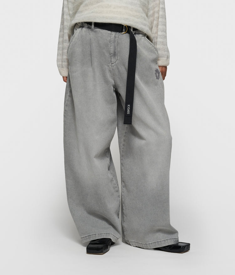 wide pants jog | grey wash denim