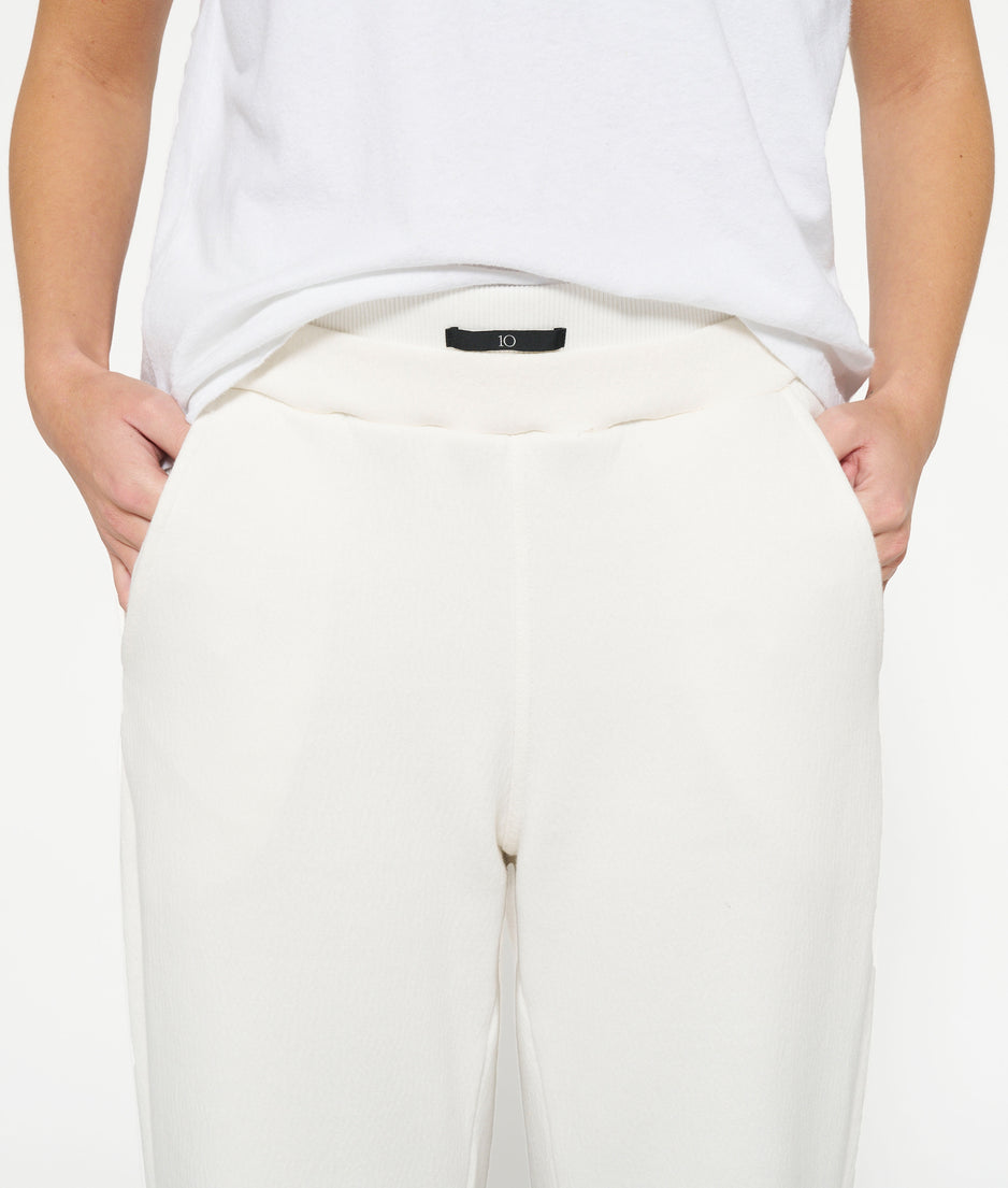 wide leg jogger | ecru