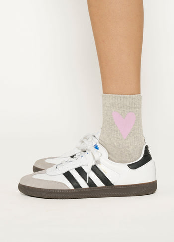 short socks heart | light grey melee