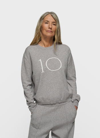 knit sweater logo | grey melee