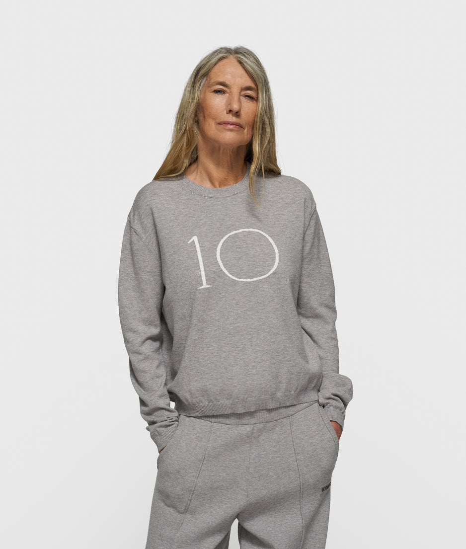 knit sweater logo | grey melee