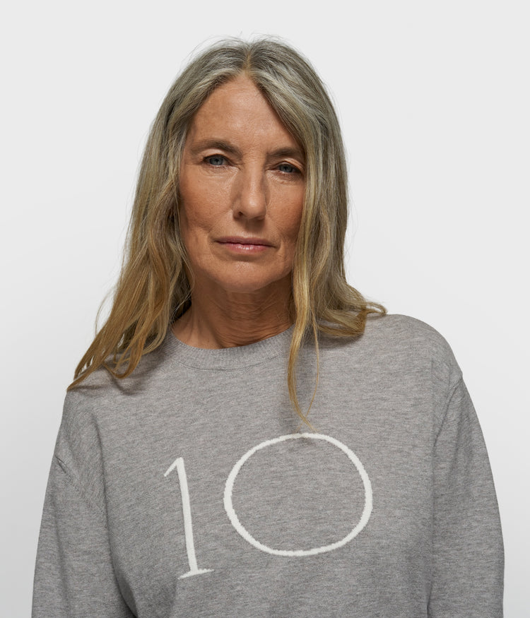 knit sweater logo | grey melee