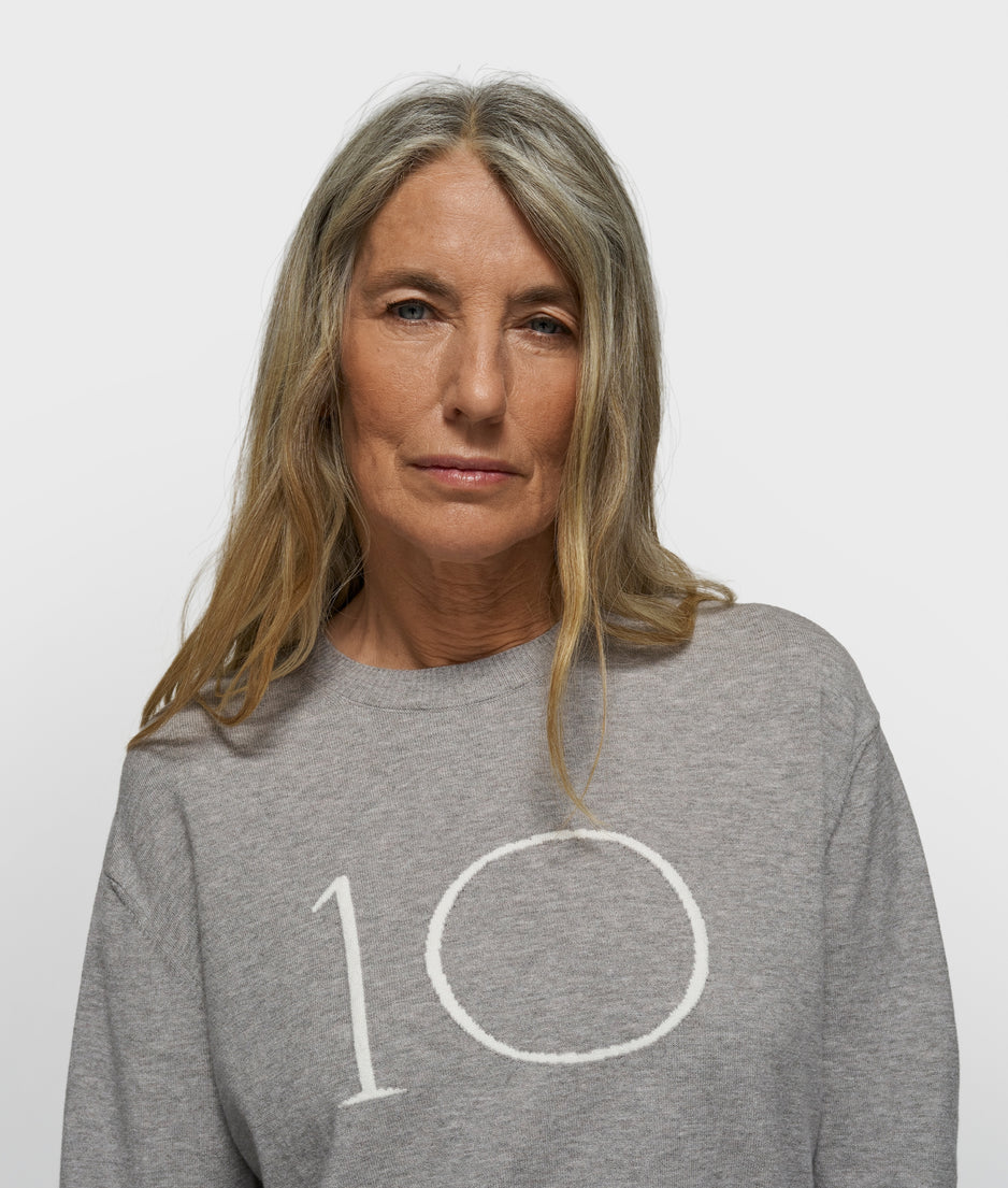 knit sweater logo | grey melee