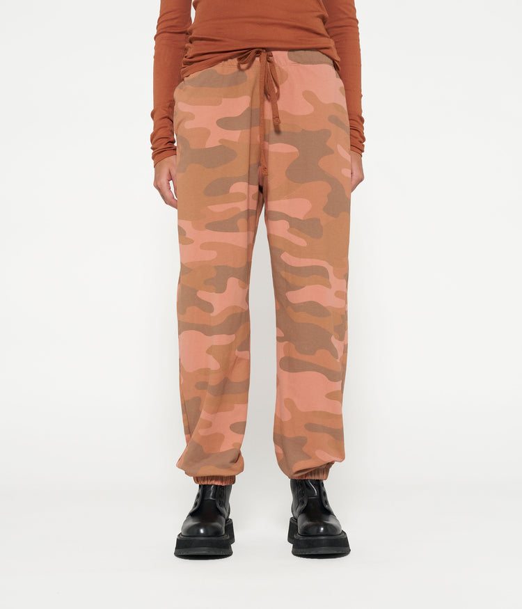 Bar jogger camo babyfleece | saddle brown