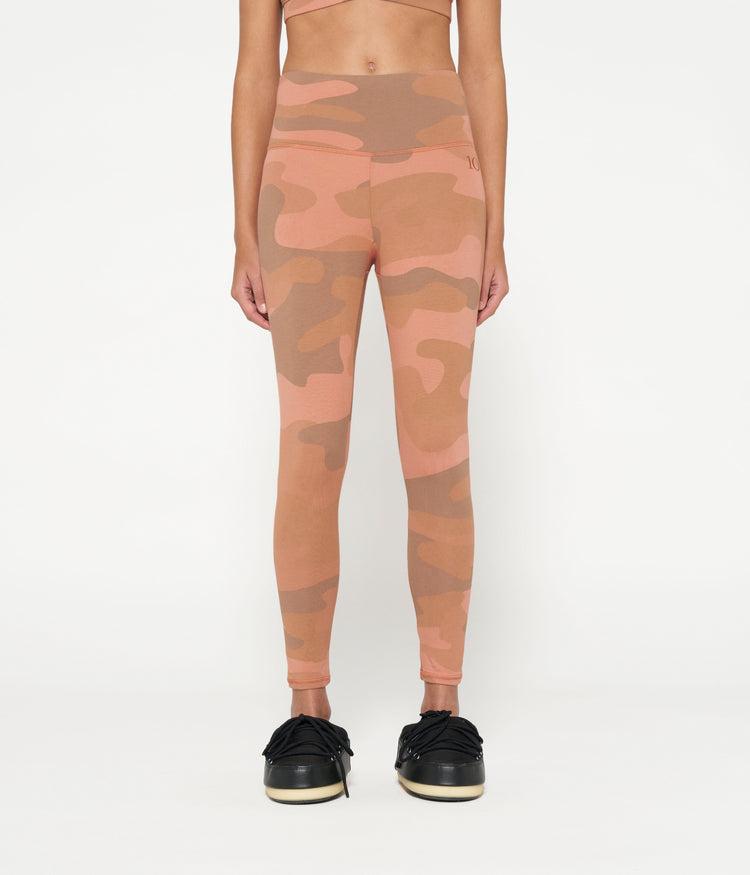 yoga leggings camo | saddle brown