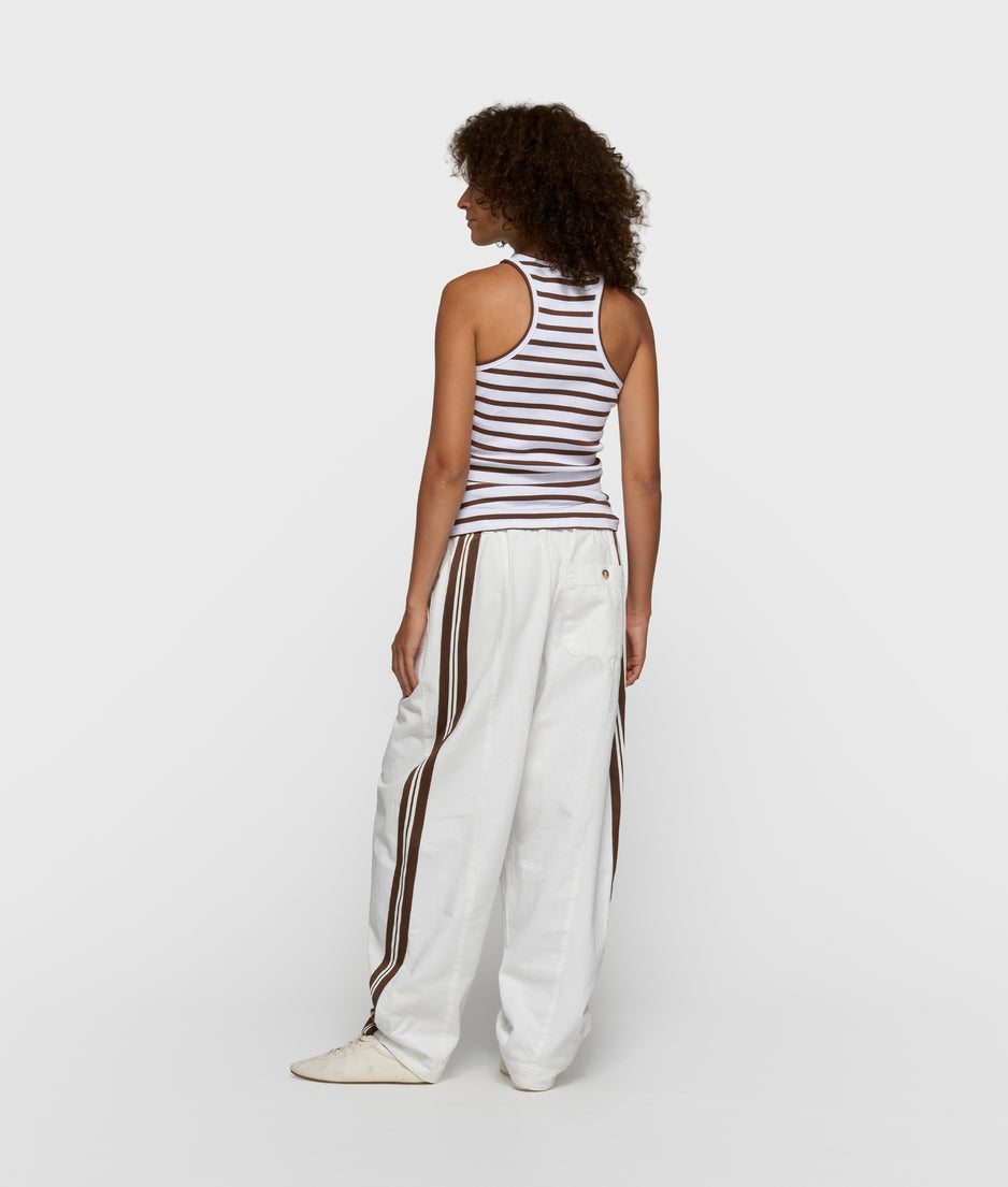tank top rib stripes | white/dark truffle